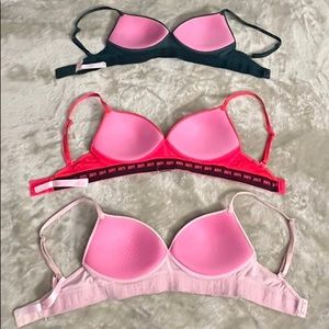 Pink wireless push up bras